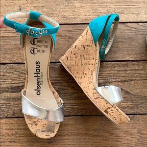 olsenHaus  vegan two tone cork wedge sandals